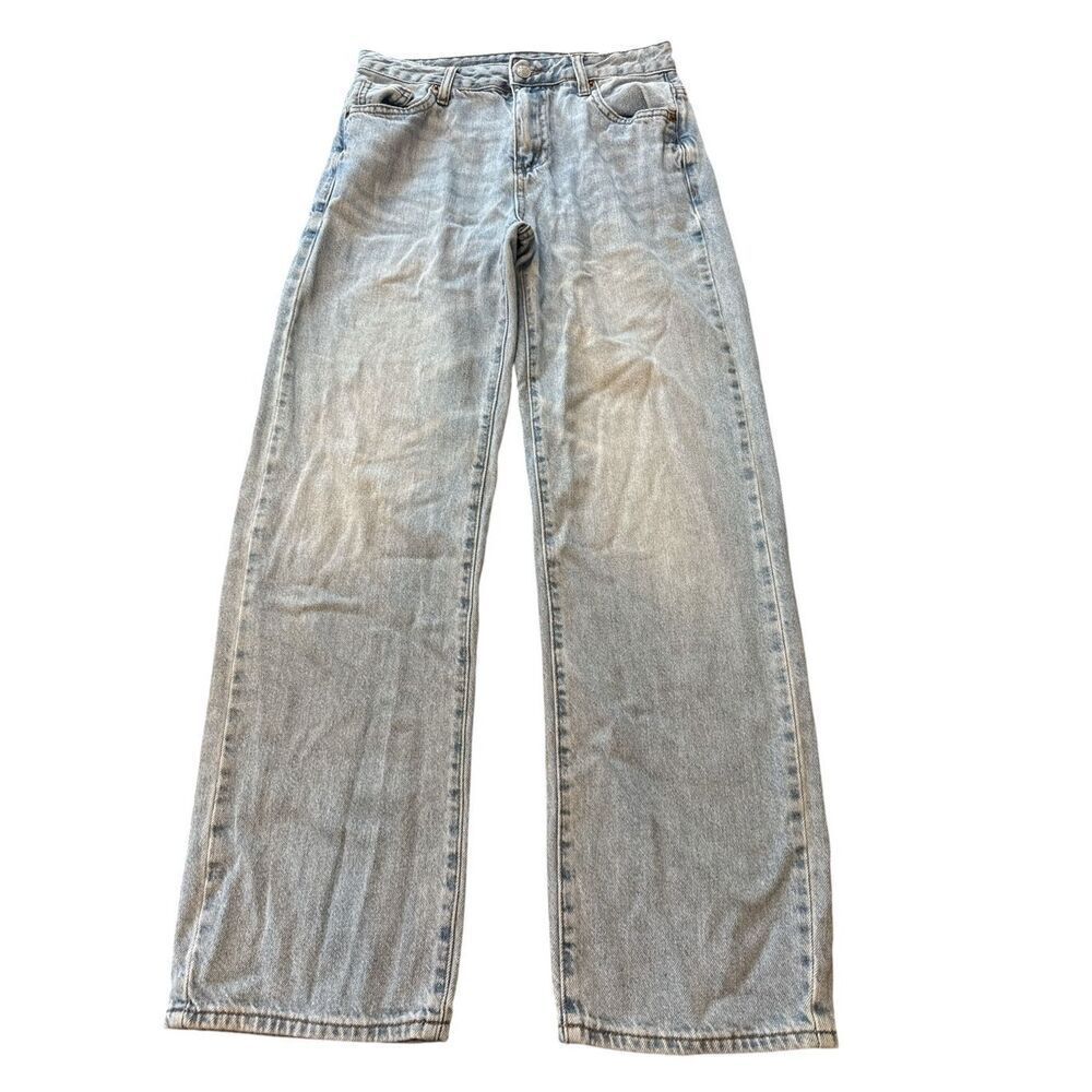 SONG Jeans Juniors 3/26 Blue Denim Wide Leg 100% Cotton Mid Rise Light Wash